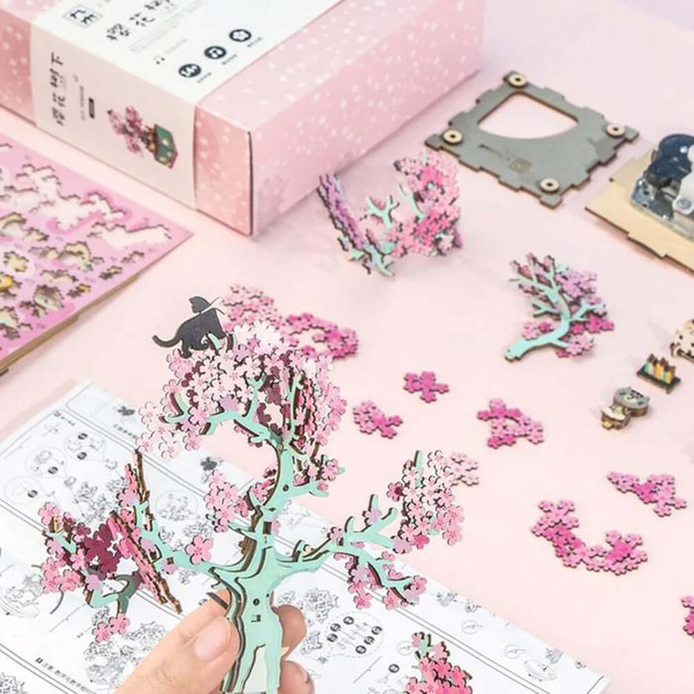 Robotime Rolife Cherry Blossom Tree Music Box Puzzle | KidsToyLover - Image 4