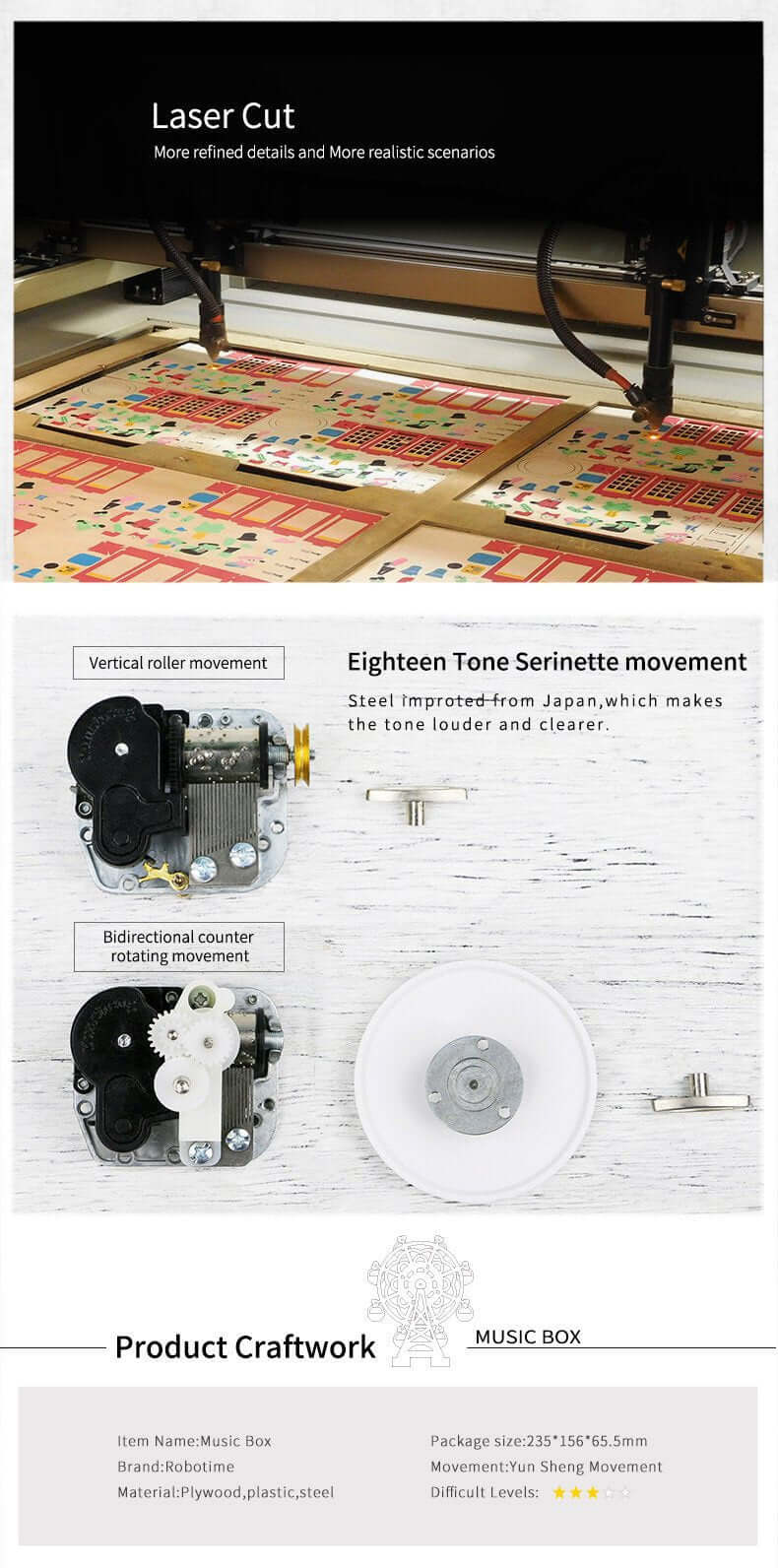 Robotime Rolife Cherry Blossom Tree Music Box Puzzle | KidsToyLover - Image 6