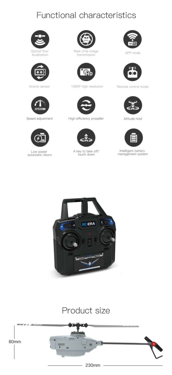 C127 Single Blade Helicopter Drone - 6-Axis Gyro, WiFi FPV, Nano HD Camera Toy - Image 14