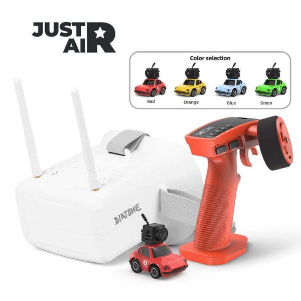 JUSTAIR Q25 FPV RC Car with Goggles - Micro Remote Control Car for Desk Racing and Fun