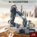 RC Excavator Bulldozer - 1:20 11CH Construction Truck with Lights & Music