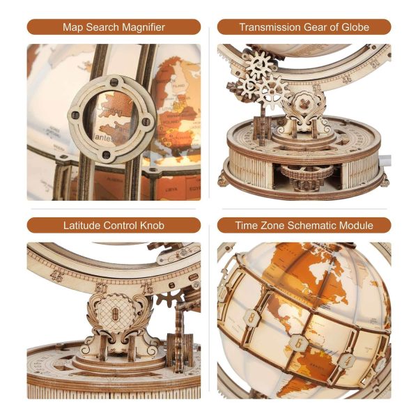 Robotime 180 PCS Luminous Globe - DIY Wooden Model Kit with LED Light - Image 3