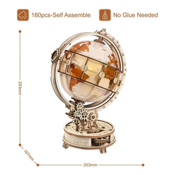 Robotime 180 PCS Luminous Globe - DIY Wooden Model Kit with LED Light - Image 5