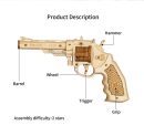 Robotime DIY Rubber Band Bullet Revolver: A Wooden Model Building Kit from Robotime - A Fun and Engaging Assembly Toy Gift for Children and Adults