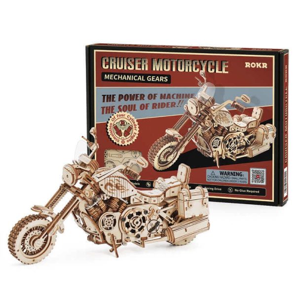 Robotime Rokr LK504 Cruiser Motorcycle DIY Assembly Toy: 420-Piece Wooden Model Building Kit - Ideal Gift for Adults and Children - Image 3