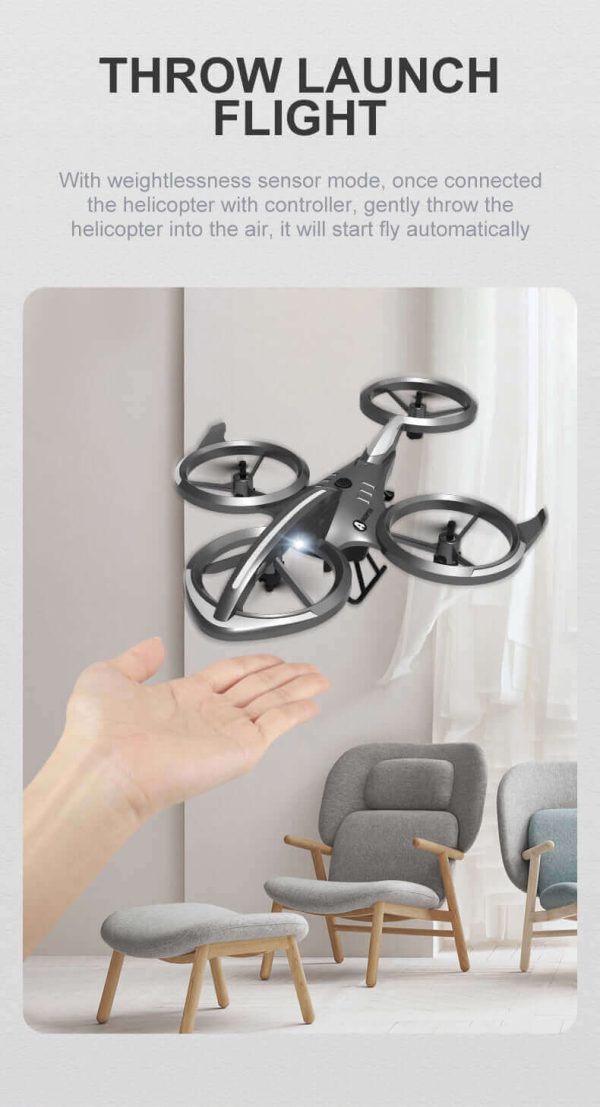 Stunt Remote Control Drone - Air Pressure Altitude Hold Mini Indoor Throw to Flight Leapfrog Quadcopter - Children RC Toy Airplane - Image 19