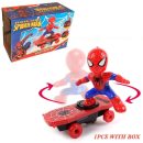 Spider-Man Stunt Scooter Toy - Electric Music, Flip Rotation, Skateboard for Kids