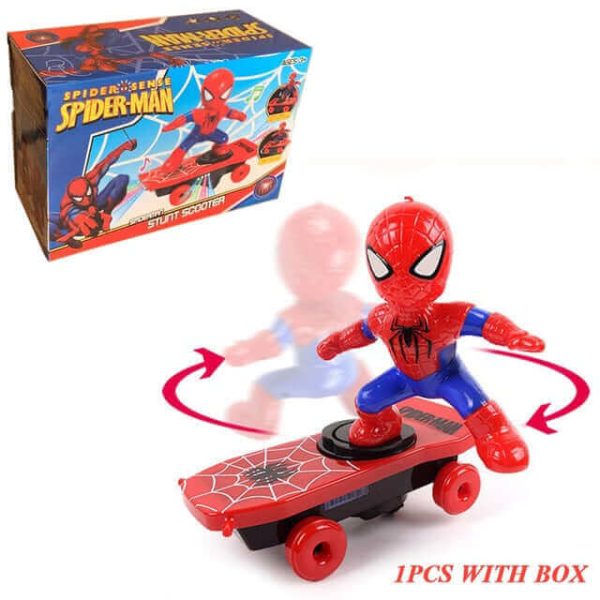 Spider-Man Stunt Scooter Toy - Electric Music, Flip Rotation, Skateboard for Kids - Image 2