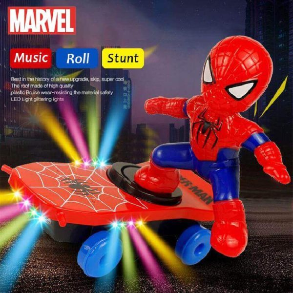 Spider-Man Stunt Scooter Toy - Electric Music, Flip Rotation, Skateboard for Kids - Image 3